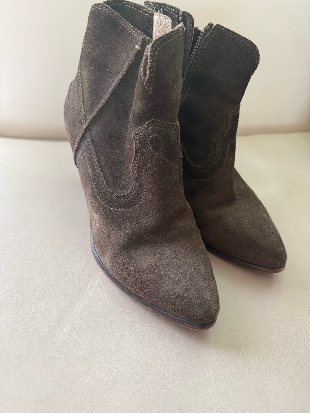 Frye Women’s Greenish Brown Suede Ankle Boots